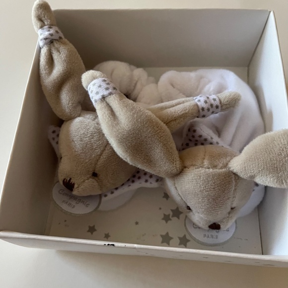 Doudou et Compagnie beige bunny baby booties - Rattle NEW - Picture 8 of 11
